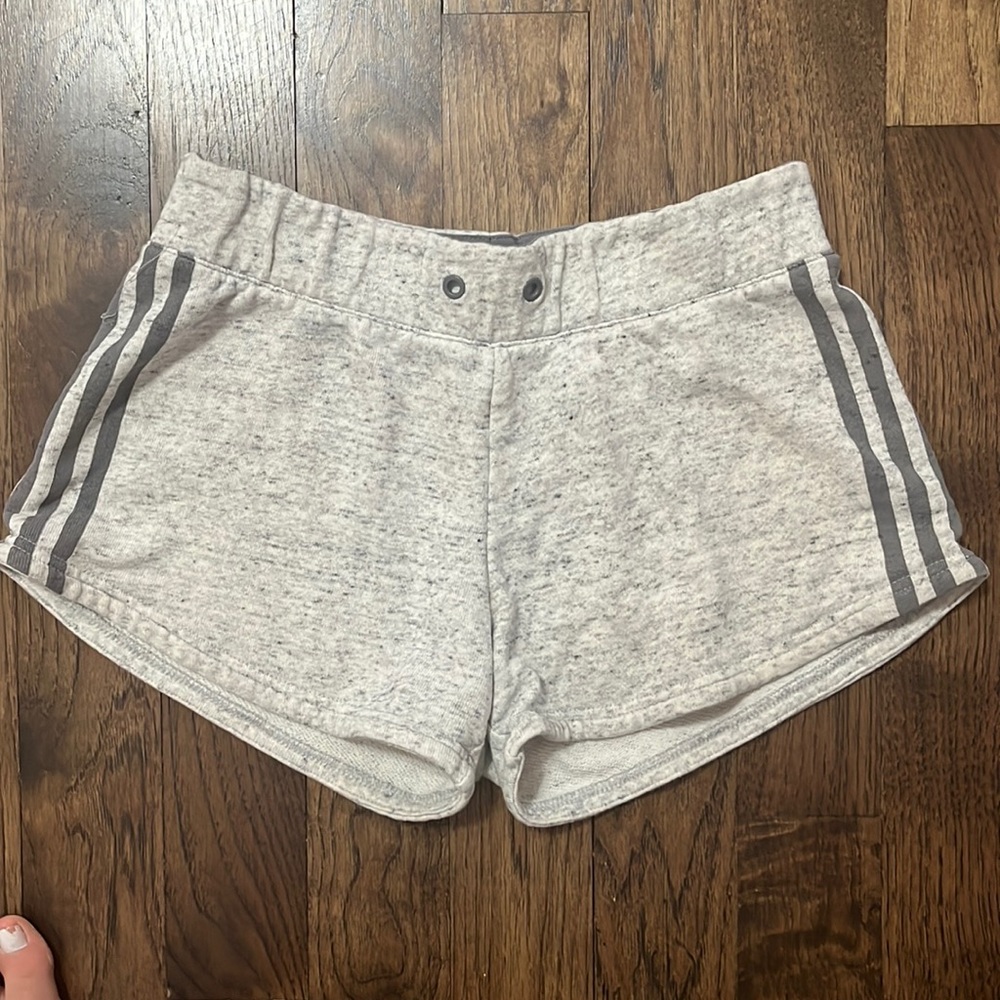 Adidas gray 3 stripe sweat shorts. Size XS